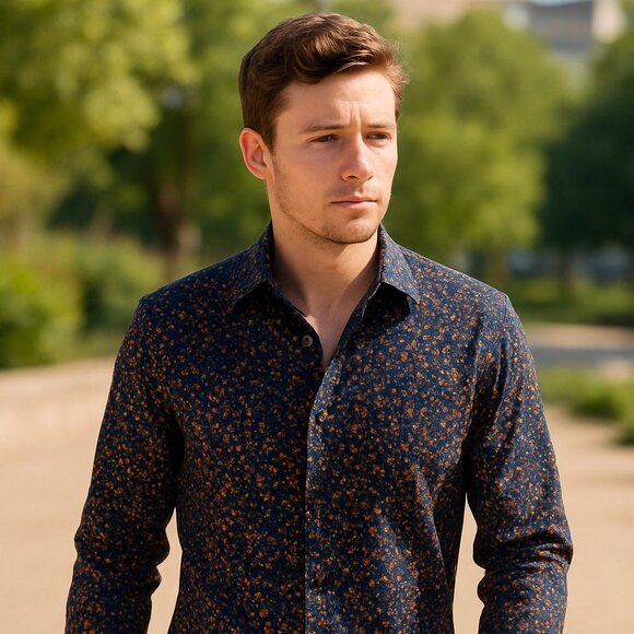 Bugatchi Shaped Fit Floral Button-Up Shirt – Size Large - Picture 1 of 14